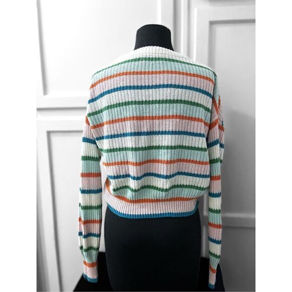 URBAN OUTFITTERS Andi Intarsia Knit Crew Neck Sweater 90s stripes size XS - Picture 5 of 12